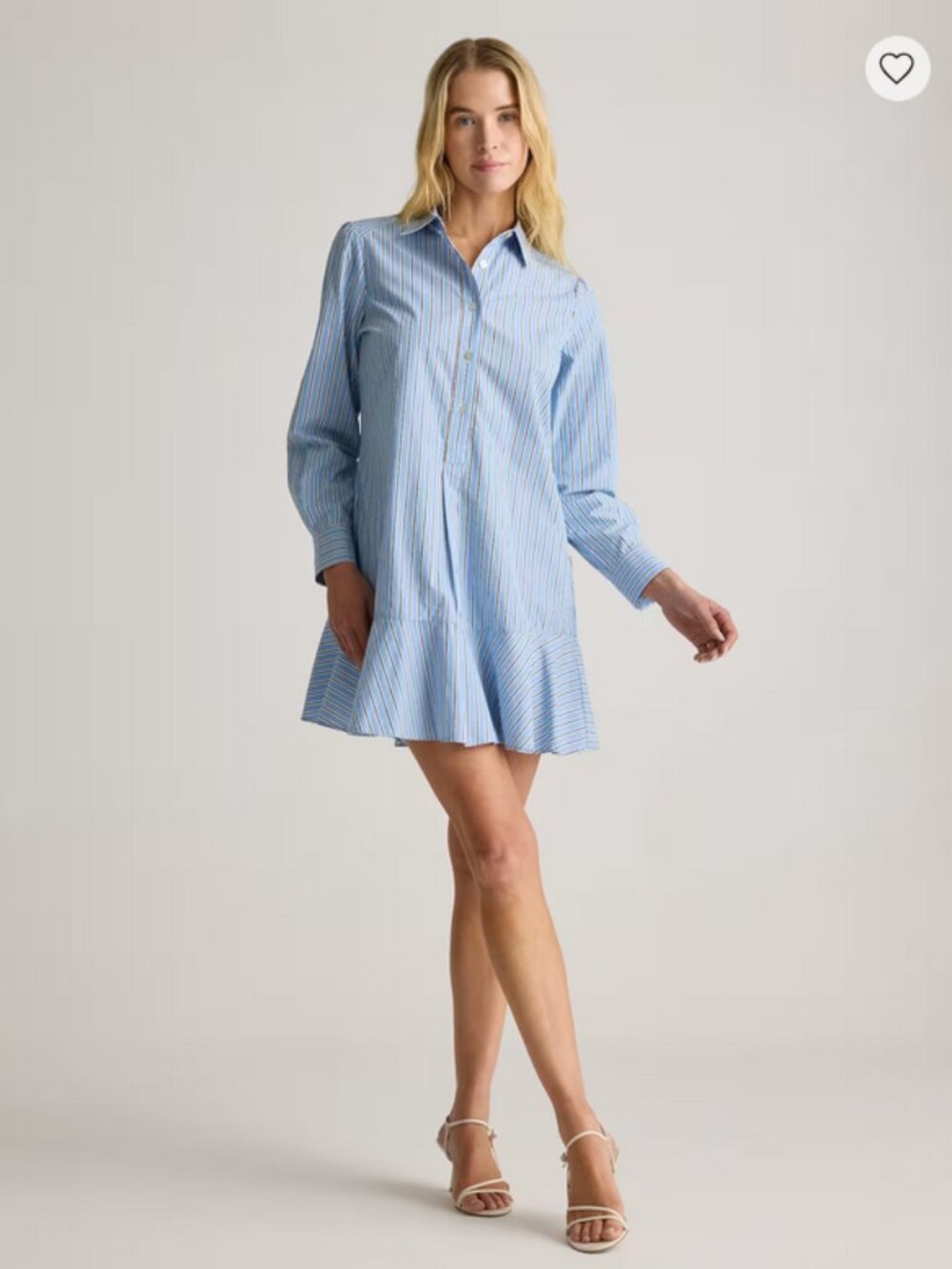 Quince Organic Cotton Poplin Drop Waist Shirt Dress Tribeca Stripe Medium NWT